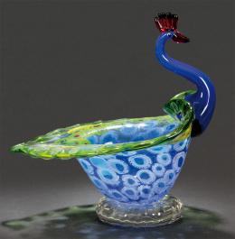 Lote 1505: Centro de mesa de cristal de Murano en forma de pavo real