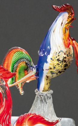 Lote 1508: Gallo de cristal de Murano con lomo azul
