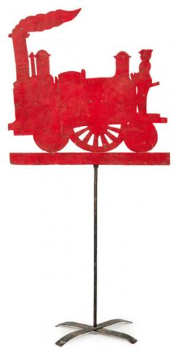 Lote 1510: Veleta de hierro pintado en forma de tren
