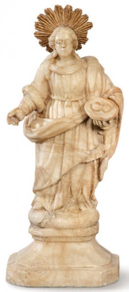 Lote 1531: "Santa Lucía" tallada en piedra huamanga, Virreinato del Perú S. XVIII.
