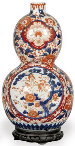 Lote 1476: Jarrón de doble calabaza de porcelana china de Compañía de Indias, tipo Imari, Dinastía Qing, época de Qianlong (1736-95)