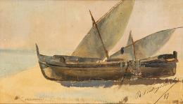 Lote 134: RICARDO VERDUGO LANDI - Estudio de barcas varadas en la playa