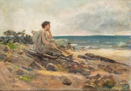 Lote 139: ULPIANO CHECA - Mujer mirando al mar