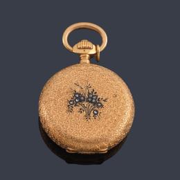 Lote 2539: Js  CALAME POBLET, reloj saboneta en oro de colgar con caja en oro rosa de 18 K.