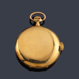 Lote 2542: VOLTA, reloj de bolsillo sonería a cuartos con caja en oro amarillo de 18 K.