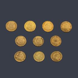 Lote 2632: Lote de 10 monedas de Carlos III 1/2 escudo, Madrid.