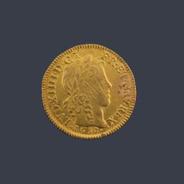 Lote 2639: Moneda Luis XIV Francia 1652 22k