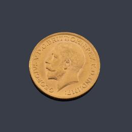 Lote 2659: Rey Jorge de Inglaterra, libra en oro de 22 K.