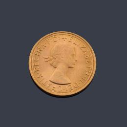 Lote 2661: Reina Isabel de Inglaterra, libra en oro de 22 K.