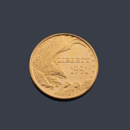 Lote 2664: Moneda 5 dólares conmemorativa Monte Rushmore en oro de 22K