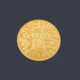 Lote 2668: Moneda conmemorativa de Asterix y Obelix en oro de 24K