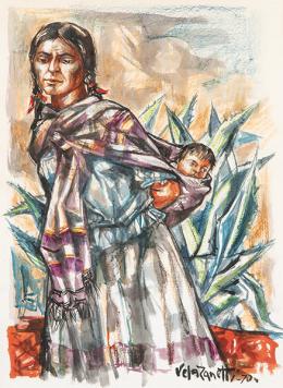 Lote 396: JOSÉ VELA ZANETTI - Maternidad mexicana