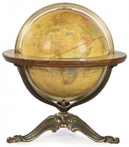 Lote 1045: Globo terráqueo The Franklin Terrestrial Globe 12 pulgadas en diámetro editado por H.B.Nims, Troy Nueva York h. 1872.