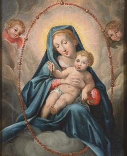 Lote 64: ESCUELA VALENCIANA PPS. S. XVII - Virgen del Rosario
