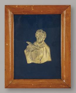 Lote 1118
"Lord Byron" retrato en relieve en bronce dorado cincelado, S. XIX. 
Marco de madera clara.