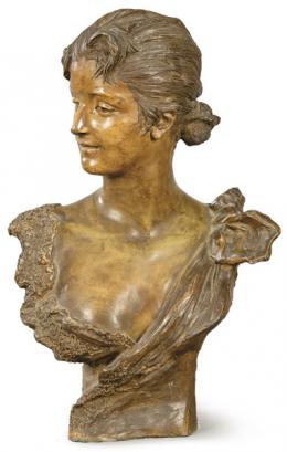 Lote 1231
Georges Van der Straeten (Bélgica 1856-1928)
"Mujer"
Busto de bronce patinado