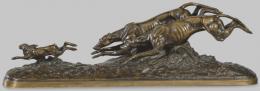Lote 1243: ARTHUR DU PASSAGE (1838-1909) - Arthur du Passage ( Francia 1838-1909)
"Caza del Conejo"
Escultura de bronce patinado. Frimada.