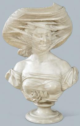 Lote 1259
-Busto dama alabastro, Italia siglo XIX 