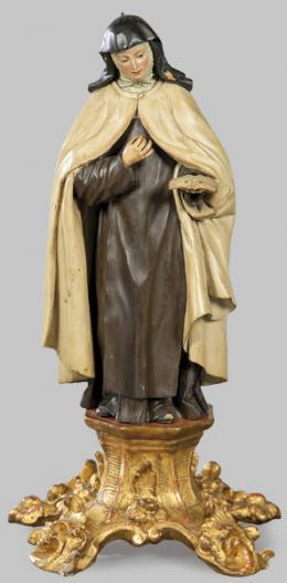 Lote 1377: Santa Teresa de madera tallada S. XVII