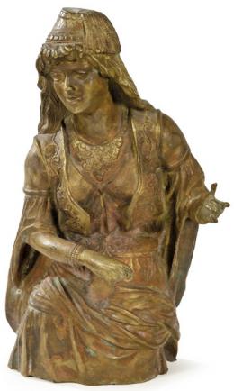 Lote 1402: "Torso de Muchacha Marroquí" en bronce dorado, pp. S. XX.