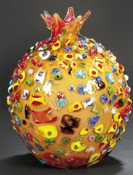 Lote 1507: Violetero esférico de cristal de Murano con gotas aplicadas