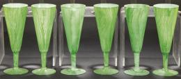 Lote 1511: Seis copas de champán de cristal con efecto marmorizado