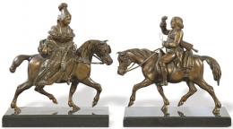 Lote 1566: "Pareja a Caballo"  dos esculturas de bronce patinado S. XIX.