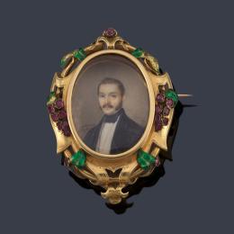 Lote 2017: Broche con miniatura pintada a mano por José Marcelo CONTRERAS (Granada 1827 a 1890-1892).