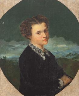 Lote 123: ESCUELA ESPAÑOLA S. XIX - Retrato de joven dama