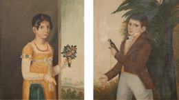 Lote 129: ESCUELA MENORQUINA S. XIX - Retratos de los hermanos Antonio y Mariana Camps y Soler