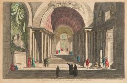 Lote 14: ESCUELA FRANCESA S. XVIII - Vue Perspective du Vestibule, et de l'Escalier de St. Pierre a Rome