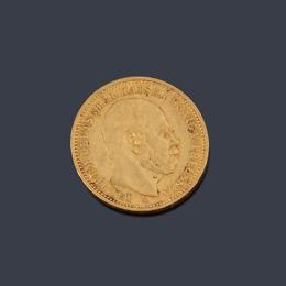 Lote 2572: Moneda de 20 marcos, Alemania en oro de 22 K.