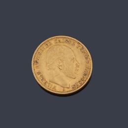 Lote 2573: Moneda de 20 marcos, Alemania en oro de 22 K.
