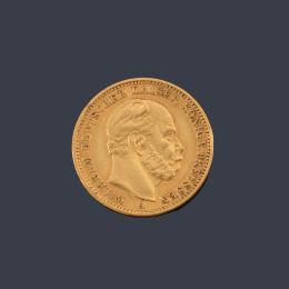 Lote 2576: Moneda de 20 marcos, Alemania en oro de 22 K.