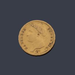 Lote 2586: Moneda de 20 francos Napoleón en oro de 22 K.