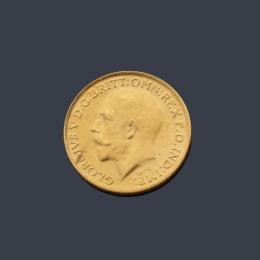 Lote 2587: Moneda de Jorge V, libra en oro de 22 K.