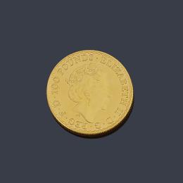 Lote 2589: Moneda 100 libras británica en oro de  24 K.
