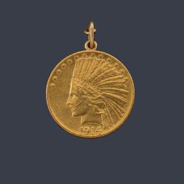 Lote 2596: Moneda colgada de 10 dólares USA en oro de 22 K.