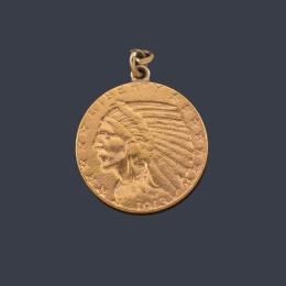Lote 2598: Moneda colgada de 5 dólares USA en oro de 22 K.