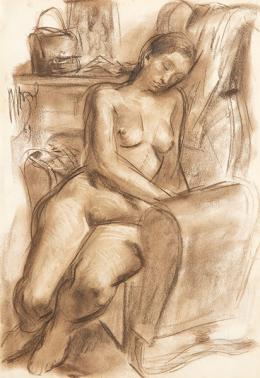 Lote 577: PEDRO MOZOS - Desnudo femenino en el sillón