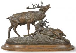 Lote 1005: Albert Pierre Laplanche (Francia 1854-1935)
"Ciervo Victorioso"
Escultura de bronce patinado.
