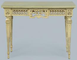 Lote 1090: Consola Napoleón III estilo Luis XVI en madera tallada y policromada, con tapa marmorizada.
Francia, segunda mitad S. XIX