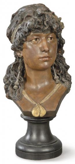 Lote 1091: Marie de Foret, Francia h. 1900
"Muchacha Marroquí"
Busto de terracota policromado. 
