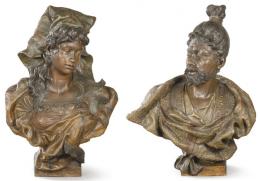 Lote 1095: Friederich Goldscheider (Austria 1845-1879)
"Pareja de Bustos Orientalistas"
Realizados en terracota policromada