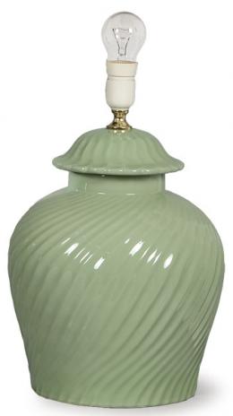 Lote 1108: Lámpara de mesa de porcelana con vidriado celadón y decoración de estrías sesgadas