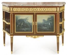 Lote 1261: Henry Dasson (1825-1896)
Aparador desserte estilo Luis XVI en madera de caoba con monturas de bronce dorado, con tapa de mármol tipo brèche violette.