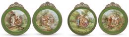 Lote 1335: Conjunto de cuatro placas en porcelana "Chateau des Etoiles". Con marcas. Francia, Pps. S. XX.