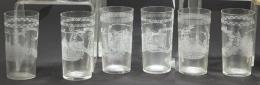 Lote 1337: Seis vasos de licor de recuerdo, de cristal de La Granja, Periodo Historicista S. XIX.