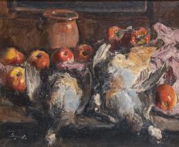 Lote 303: ALFREDO SISQUELLA - Bodegón de manzanas rojas