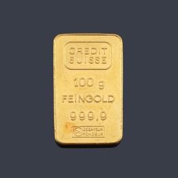 Lote 2612: Lingote en oro de 24 K de 100 grs. 